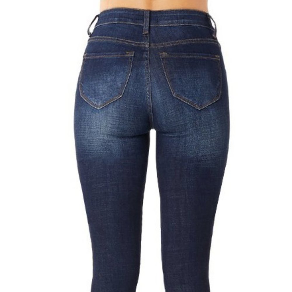 Distressed Denim Dark Blue High Waist Skinny Jeans Size: 11-13 - Picture 6 of 8